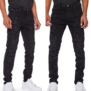 Valabasas Shredded Skinny Jeans in Black